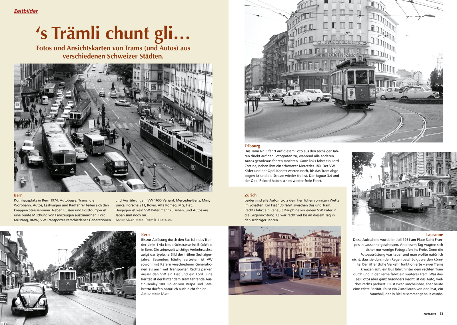 Historische Fotos von Trams und Autos